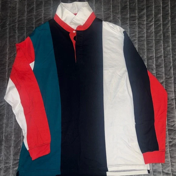 Colorblock urban outfitters Long Sleeve Polo Shirt - Picture 1 of 3